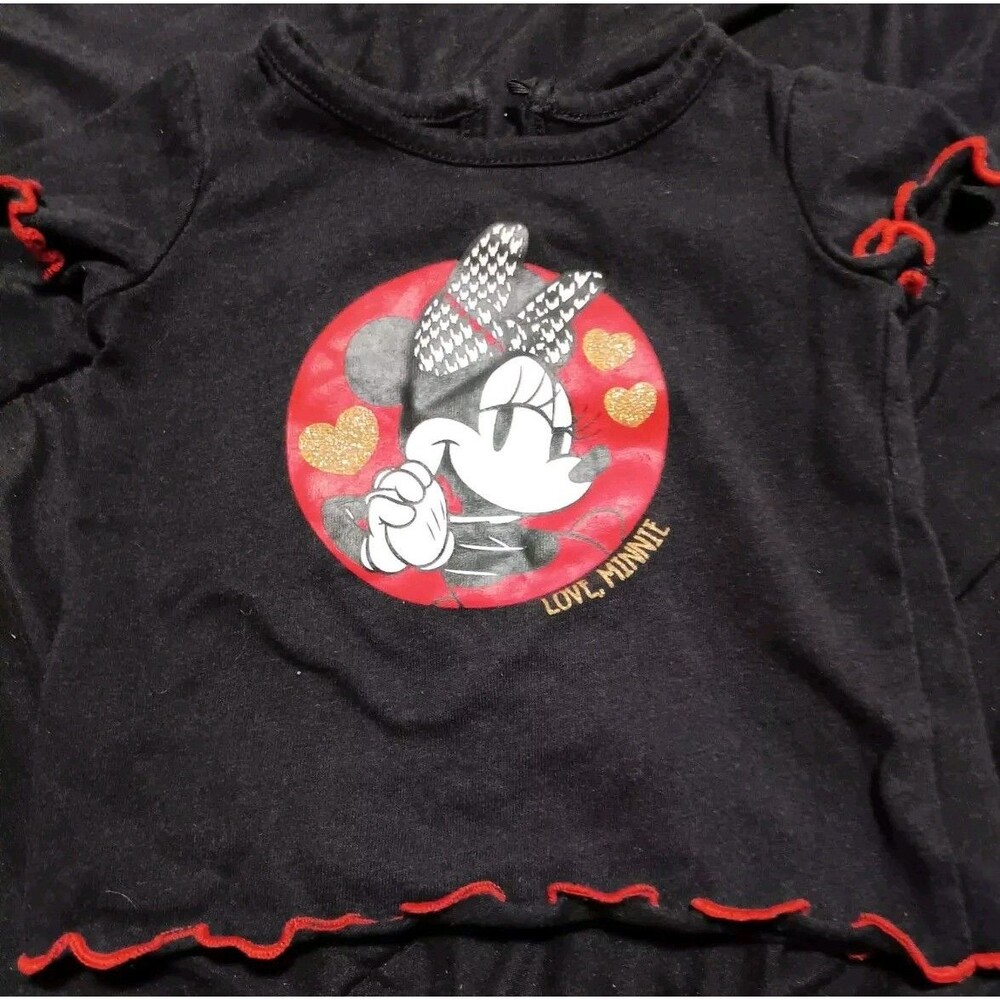 disney minnie mouse black shirt with red size 0-3 months